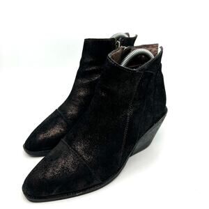 Antelope Black Glitter Leather Ankle Booties Women's 6 US